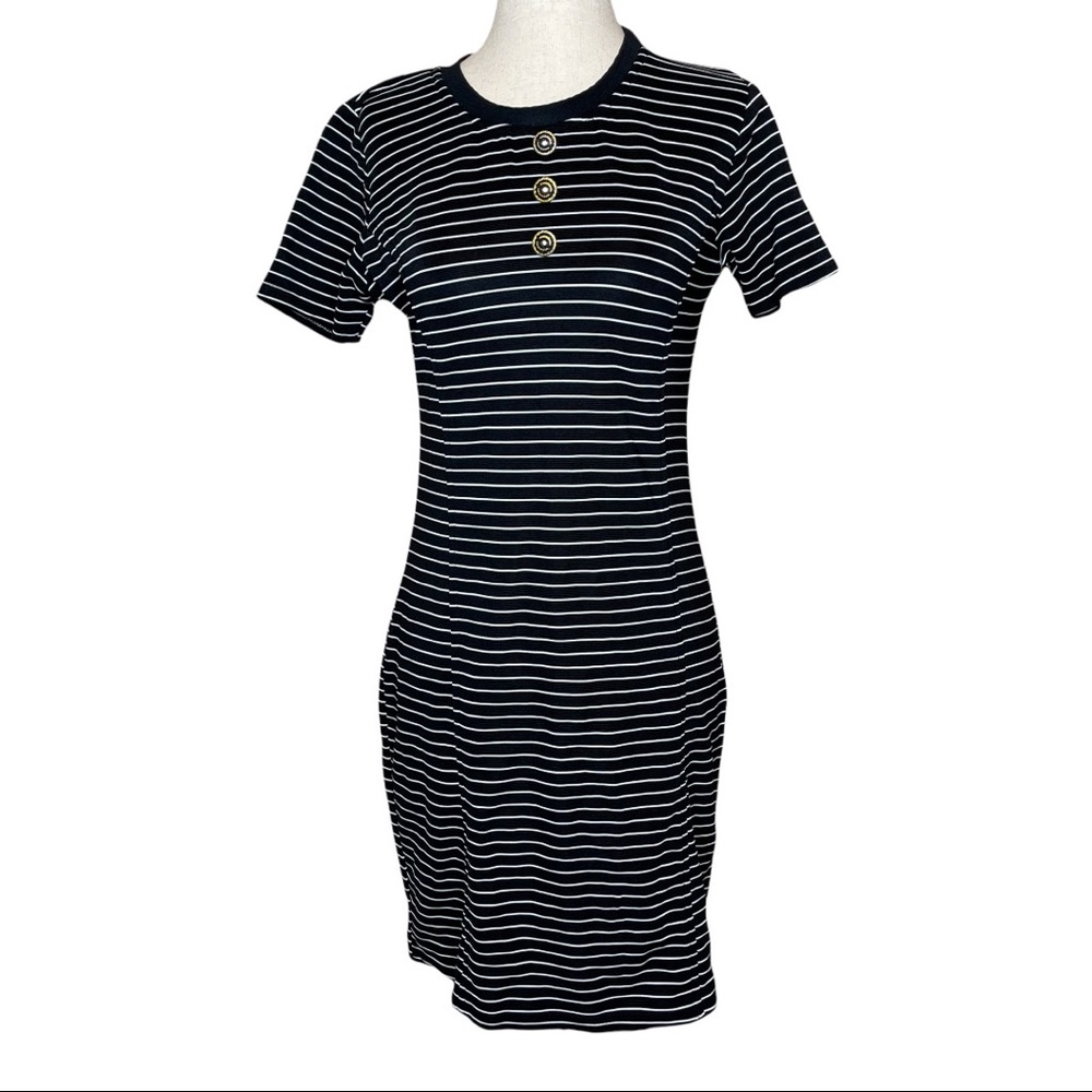 Vintage 90s Textured Striped Bodycon Mini Dress